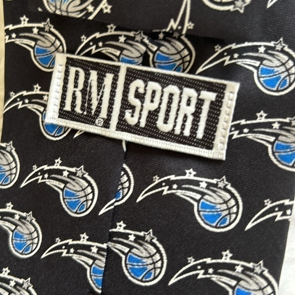Ralph Marlin Orlando Magic Mens Neck Tie Black Logo All Over Silk 57” - Picture 4 of 9